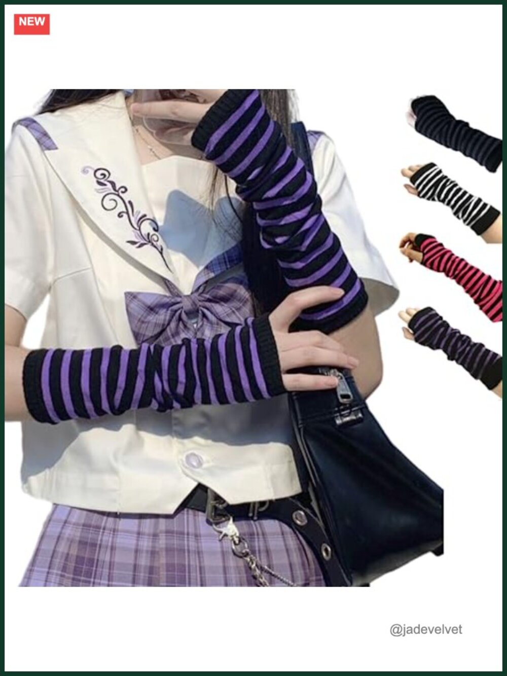 Fingerless Knit Arm Warmers Thumb Hole Long Sleeve Y2K Goth Gloves